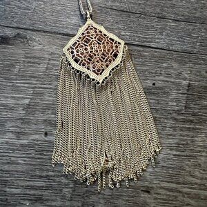 Kendra Scott Kingston Gold Long Pendant Necklace in Rose Gold Filigree Mix NWT